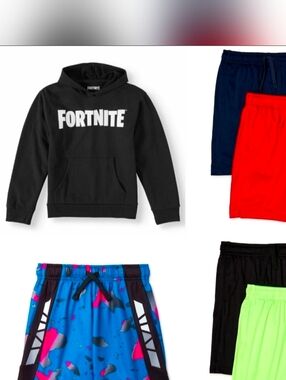 New Boys Size XL 14-16 Fortnite Black Hoodie & Athletic Shorts x6 Item Bundle